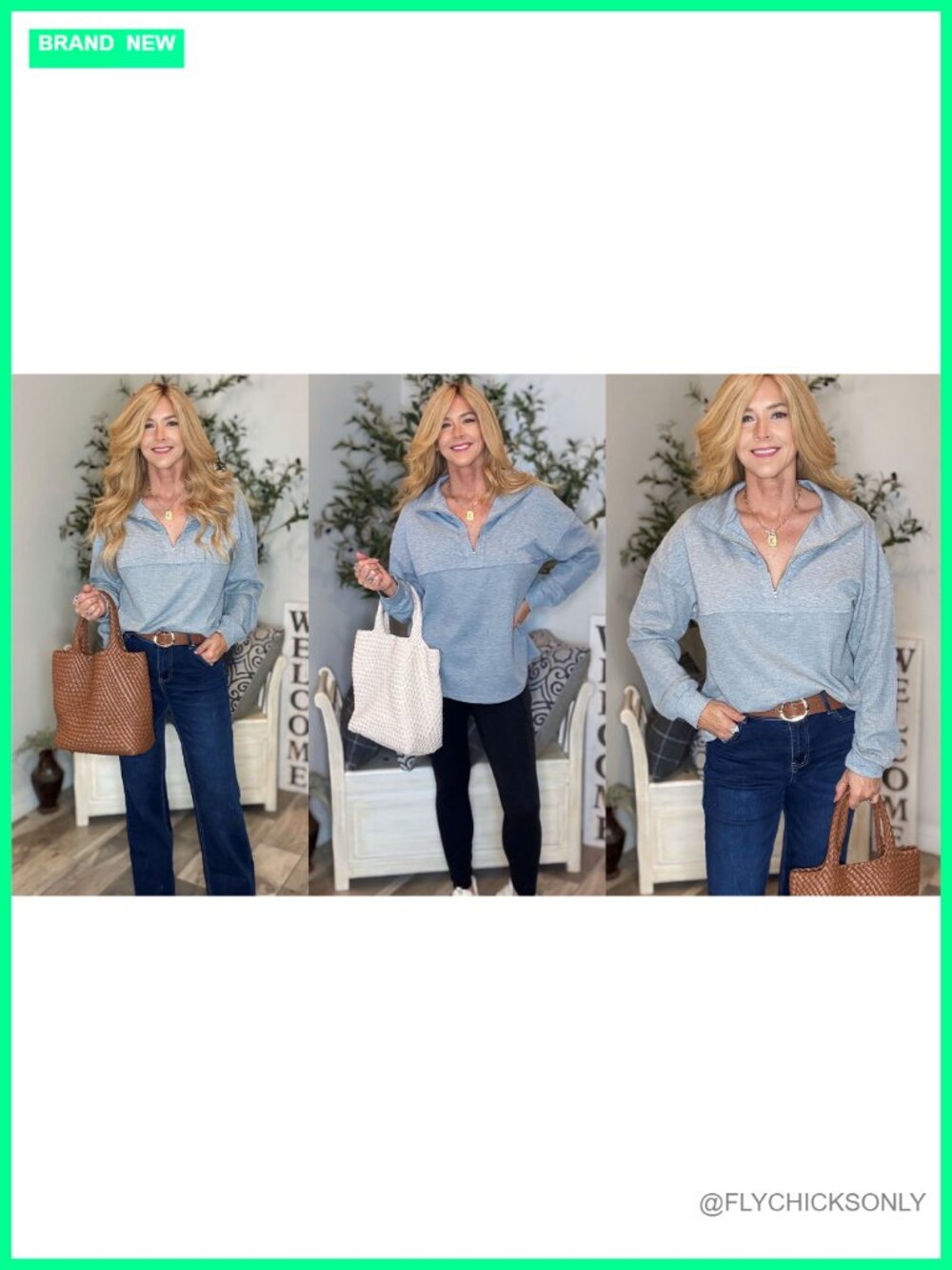 Waffle Knit Half Zip Sweatshirt Women Loose Pullover Long Sleeve Top - Picture 6 of 6